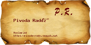 Pivoda Radó névjegykártya
